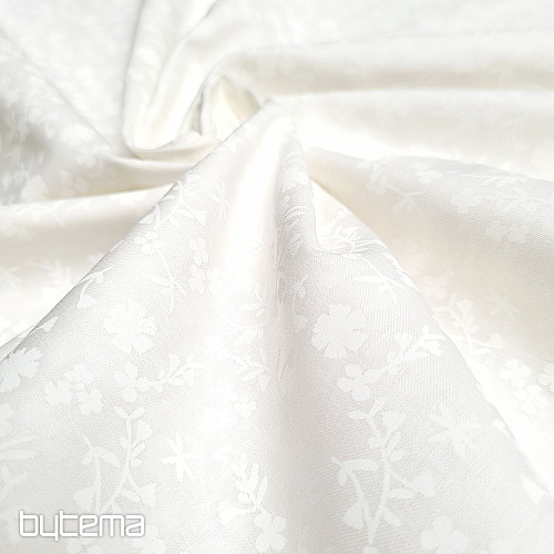 Tissu décoratif en coton MARGELIE fleur CREME