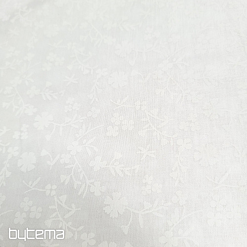 Tissu décoratif en coton MARGELIE fleur BLANC