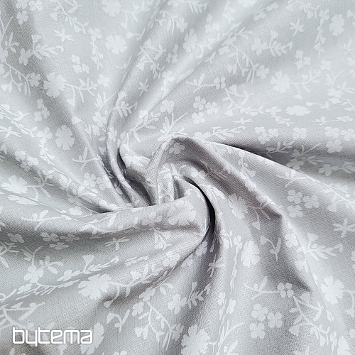 Tissu décoratif en coton MARGELIE fleur GRIS