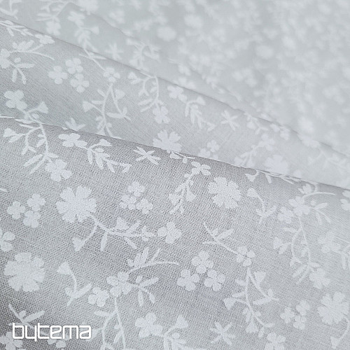 Tissu décoratif en coton MARGELIE fleur GRIS