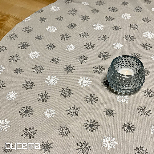 Nappe et écharpe de Noël FLAKES GRIS BLANC