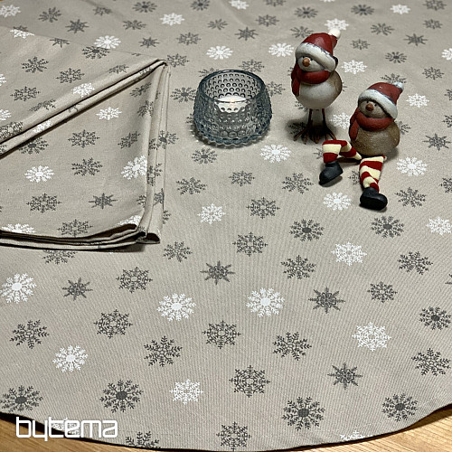 Nappe et écharpe de Noël FLAKES GRIS BLANC
