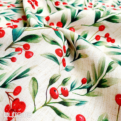 Tissu décoratif BAIES DE NOËL