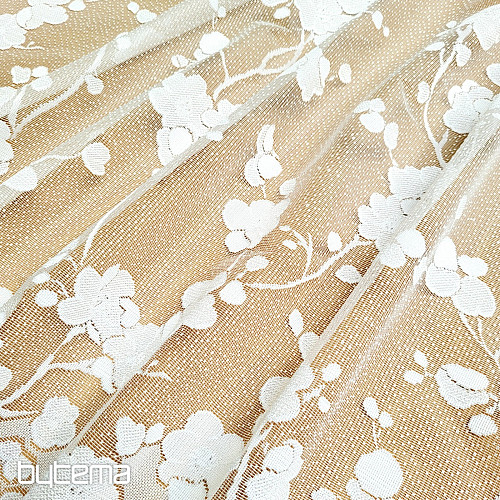 Rideau Jacquard GITA FLEURS BLANCHES