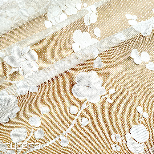 Rideau Jacquard GITA FLEURS BLANCHES
