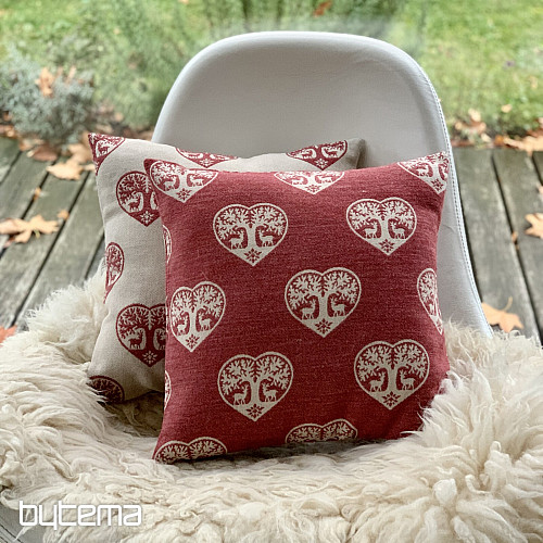 Housse décorative de luxe CŒUR AVEC CERF rouge B