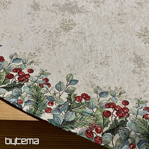 Nappe ronde en tapisserie de Noël avec roses de Noël