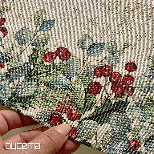 Nappe ronde en tapisserie de Noël avec roses de Noël