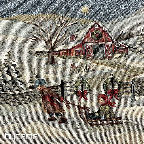 Nappe ronde en tapisserie de Noël « Joie de Noël »