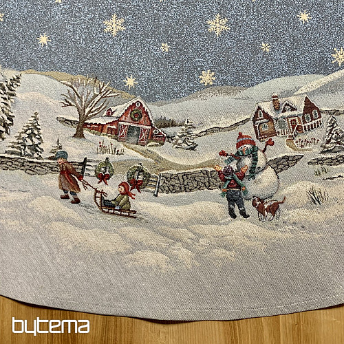 Nappe ronde en tapisserie de Noël « Joie de Noël »