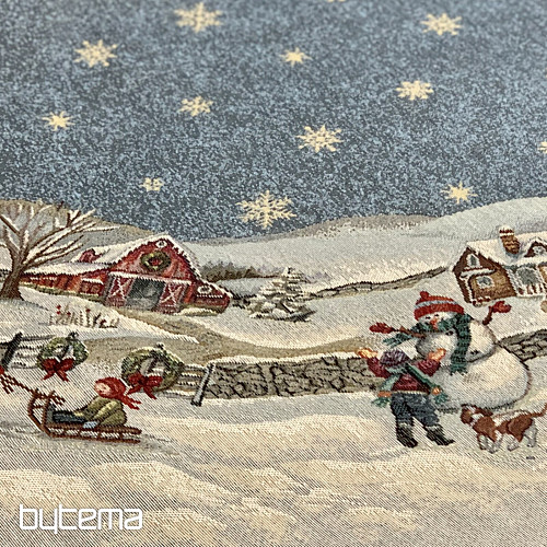 Nappe ronde en tapisserie de Noël « Joie de Noël »