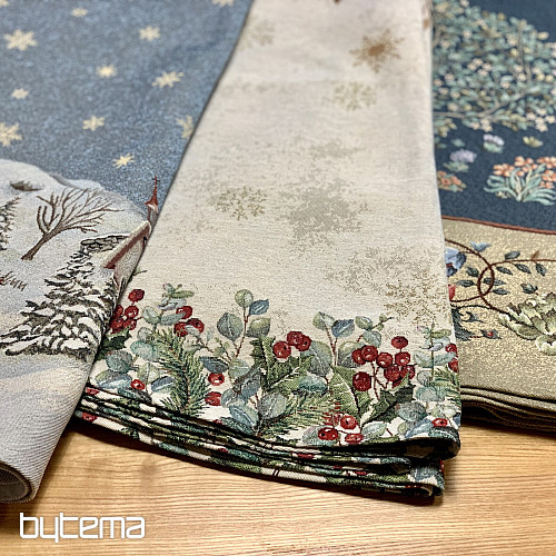 Nappe ronde en tapisserie de Noël « Joie de Noël »