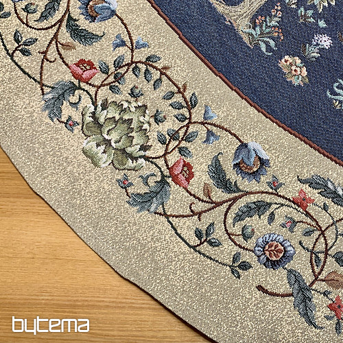 Nappe ronde en tapisserie Arbre du Bonheur bleu