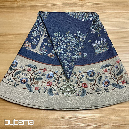 Nappe ronde en tapisserie Arbre du Bonheur bleu