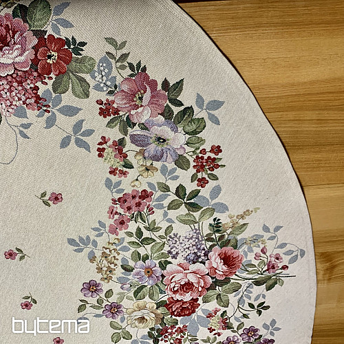 Nappe ronde en tapisserie BOUQUET BORDURA