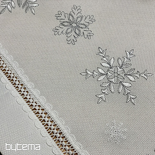 Nappe de Noël brodée à flocons argent