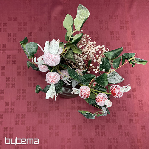 Nappe à fleurs damassées bordeaux 120x140