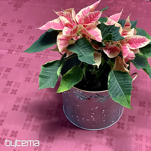 Nappe à fleurs damassées bordeaux 120x140