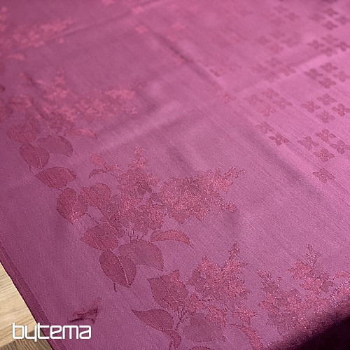 Nappe à fleurs damassées bordeaux 120x140