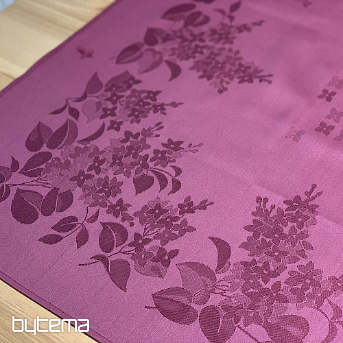 Nappe à fleurs damassées bordeaux 120x140