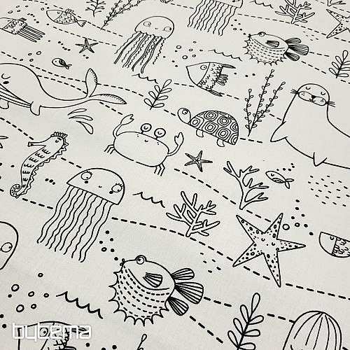 Peinture sur tissu MONDE SOUS-MARIN