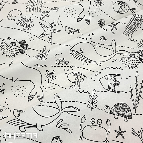 Peinture sur tissu MONDE SOUS-MARIN