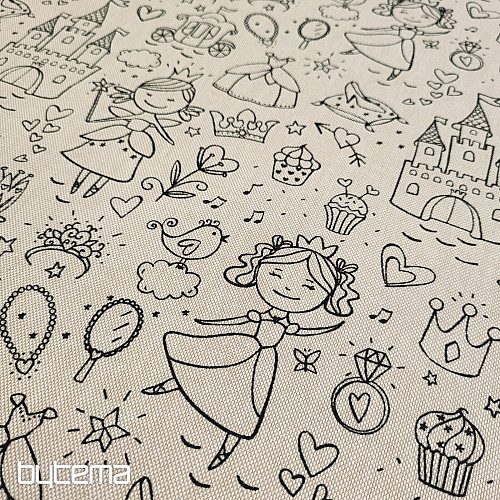 PRINCESSE peignant du tissu sur un fond uni