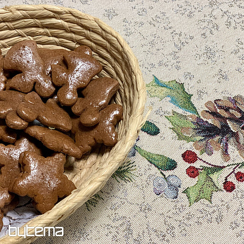 Nappe ronde en tapisserie de Noël PIN et GUI