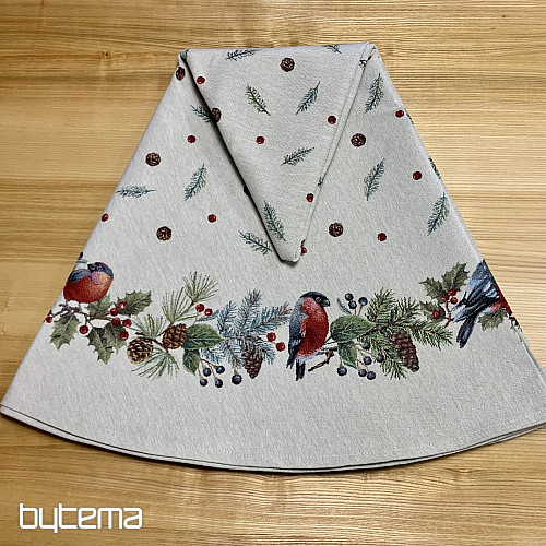 Nappe ronde tapisserie de Noël OISEAU HIVER