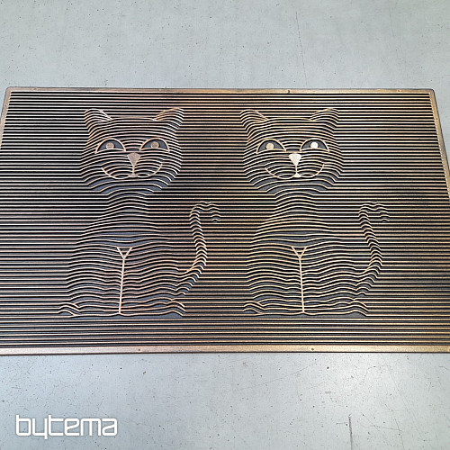 Tapis de porte en caoutchouc DEUX CHATS 3D