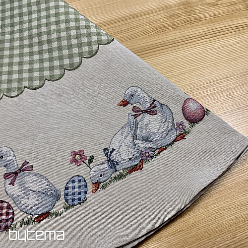 Nappe ronde en tapisserie à carreaux verts HUSSIČKY