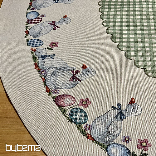 Nappe ronde en tapisserie à carreaux verts HUSSIČKY