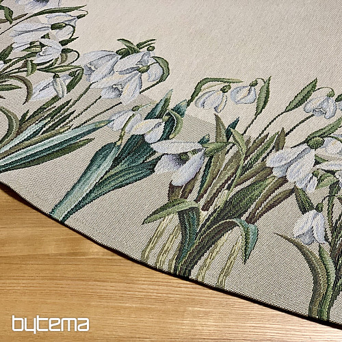 Nappe ronde en tapisserie à motifs de flocons de neige
