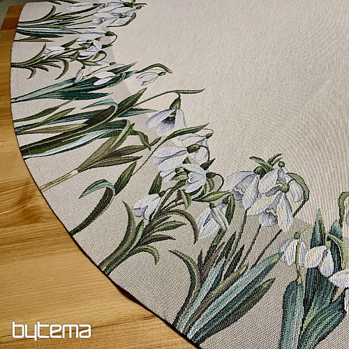Nappe ronde en tapisserie à motifs de flocons de neige