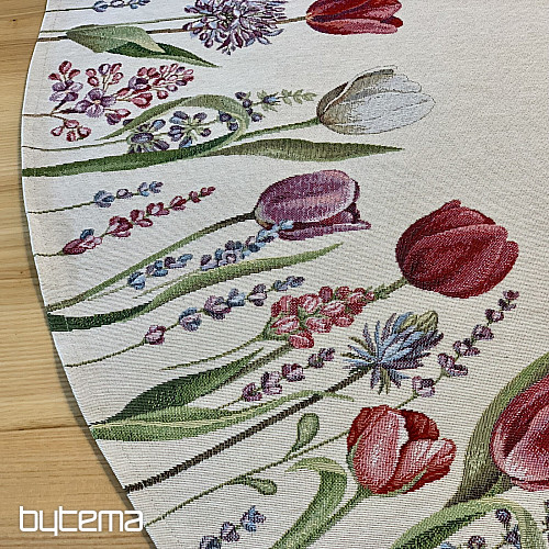 Nappe ronde en tapisserie TULIPES PRINTEMPS III
