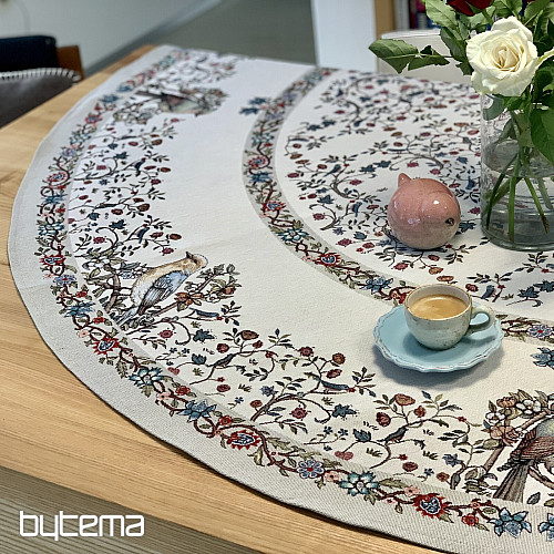 Nappe ronde en tapisserie OISEAUX
