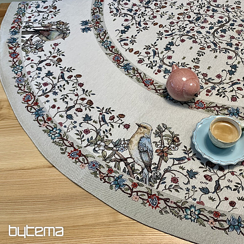 Nappe ronde en tapisserie OISEAUX