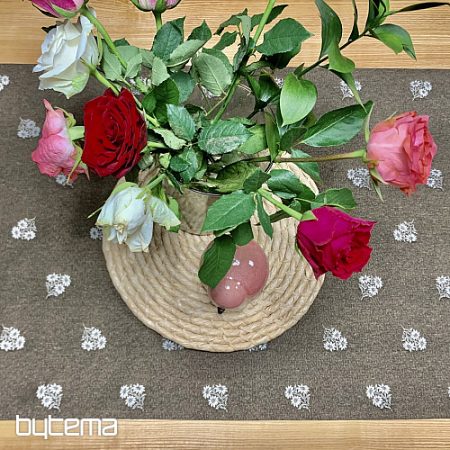 Écharpe jacquard FLEURS ALPINES MARRON