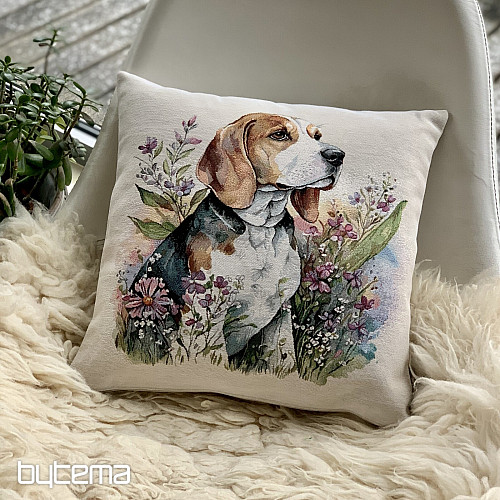 Taie d'oreiller en tapisserie Beagle dans le pré