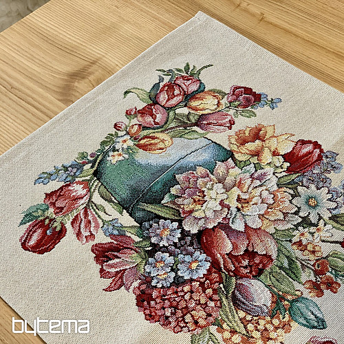 Nappe en tapisserie et foulard BOUQUET DE PRINTEMPS