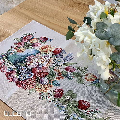 Nappe en tapisserie et foulard BOUQUET DE PRINTEMPS