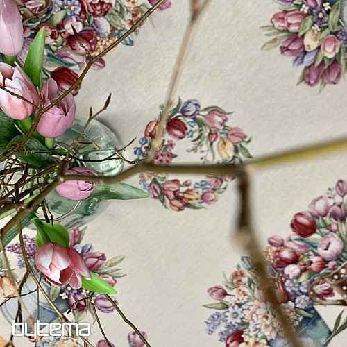 Nappe en tapisserie et foulard BOUQUET DE PRINTEMPS