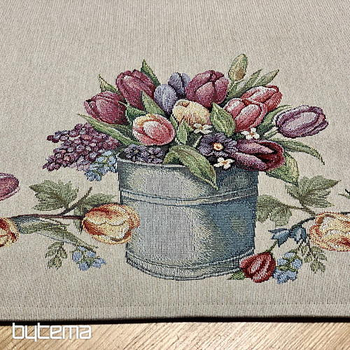 Nappe en tapisserie et foulard BOUQUET DE PRINTEMPS