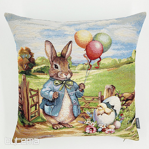 Housse de coussin en tapisserie LAPIN AVEC BALLONS