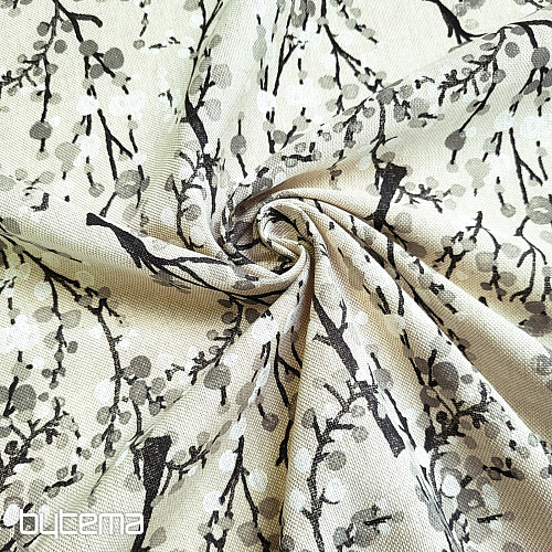 Tissu décoratif ARBRE BULLES GRIS