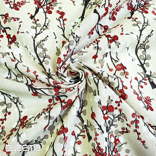 Tissu décoratif à bulles darbre rouges