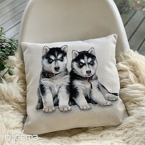 Taie d'oreiller en tapisserie CHIOTS HUSKY