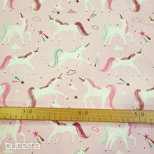 Tissu en coton LICORNES COLORÉES