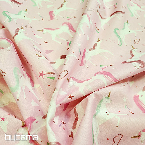 Tissu en coton LICORNES COLORÉES