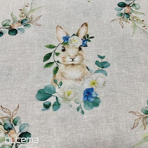 Tissu décoratif lapin de Pâques avec rose